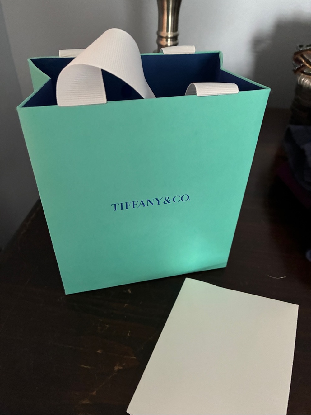 Tiffany & Co. Small Gift Tote in Signature Blue-Green with White Handles